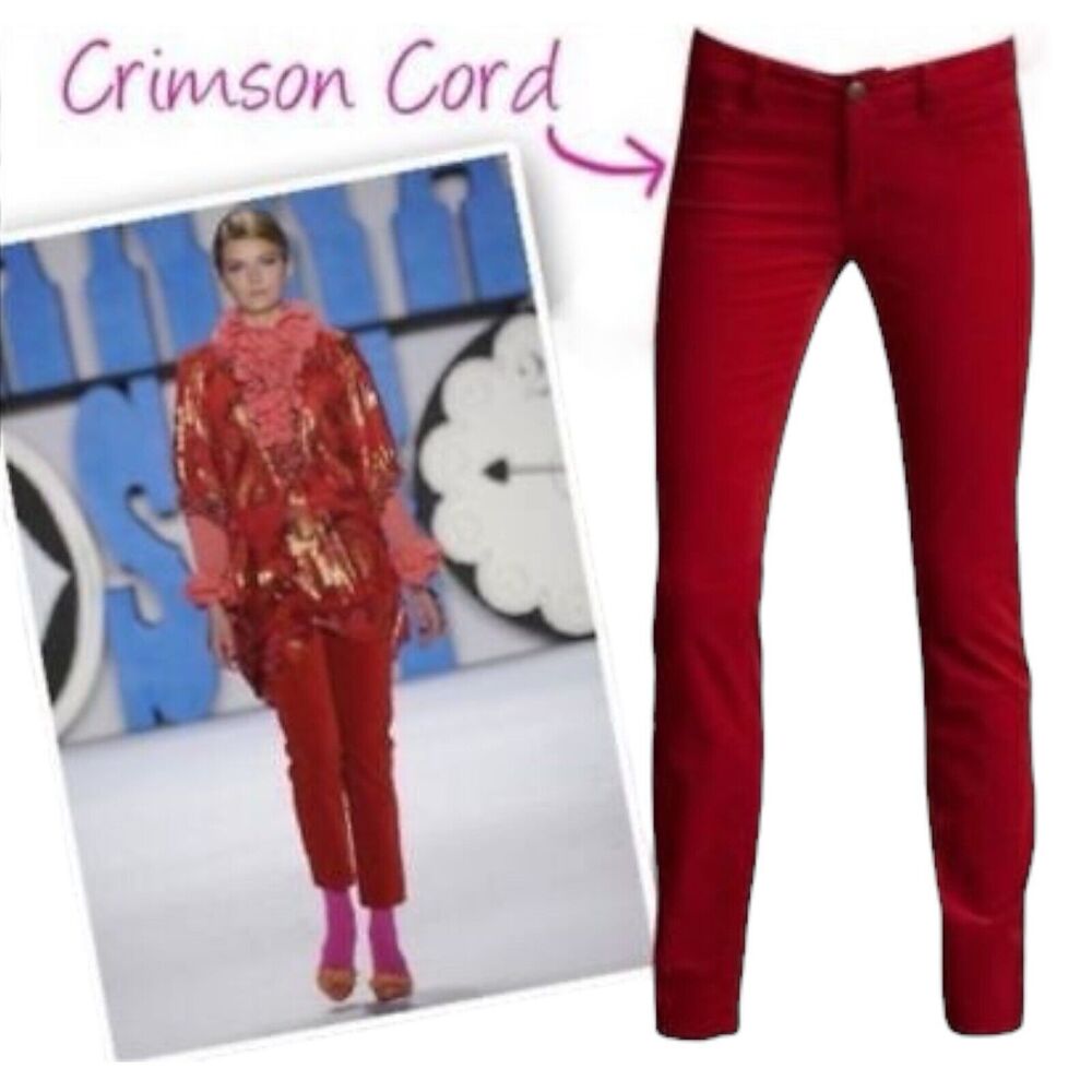Cabi #160 Women Red Size 6 Red Mid rise skinny Crimson cord Corduroy pants